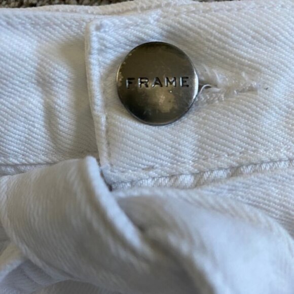 FRAME Denim Le High White Belted Frayed Fringe Hem Mini Skirt 24 - Picture 10 of 14